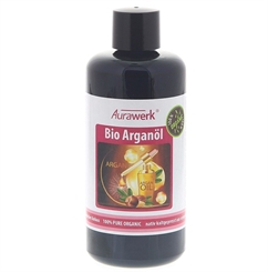 Aurawerk Reines Bio Arganöl 100% kalt gepresst, nativ aus Marokko in Lichtschutz Violett-Glas Flasche 200ml, USDA, CCPB Zertif. 