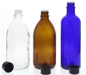 Glasflasche, Flasche m. ausgießer, Gießring, leer Kosmetex-Flakon, leer 