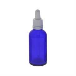 Kosmetex Blauglasflasche mit Pipette, leere blaue Glasflasche, Pipettenflasche mit kompletter Pipettenmontur. 