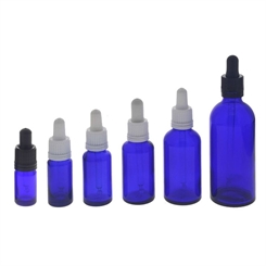 Kosmetex Blauglasflasche mit Pipette, leere blaue Glasflasche, Pipettenflasche mit kompletter Pipettenmontur. 