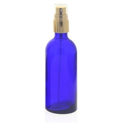Blauer Glas Flakon, Kosmetex Blauglas-Flasche mit Zerstäuber, Sprühflasche 100ml, Glasflasche mit Pumpzerstäuber 