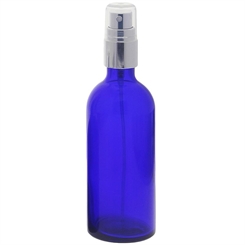 Blauer Glas Flakon, Kosmetex Blauglas-Flasche mit Zerstäuber, Sprühflasche 100ml, Glasflasche mit Pumpzerstäuber 