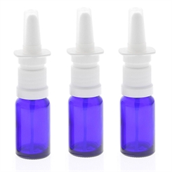 Leere Blauglas Nasenspray-Flasche 10ml mit Fingerzerstäuber, Kosmetex Glas Nasenzerstäuber Vaporizer Nasensprühflasche 3x 10 ml Blauglas