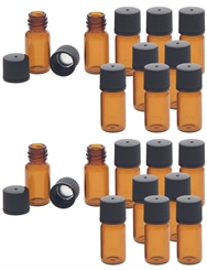 Kosmetex Braunglasflasche 1ml, leere braune Glasflasche mit Schraubverschluss, nur 2.7cm hoch, 20 Stück 20 x 1ml