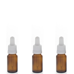 Braunglasflasche mit Pipette, 10ml leere braune Kosmetex Glasflasche, Pipettenflasche mit kompletter Pipettenmontur. 3× 10 ml