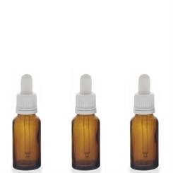 Braunglasflasche mit Pipette, 20ml leere braune Kosmetex Glasflasche, Pipettenflasche mit kompletter Pipettenmontur. 3x 20 ml