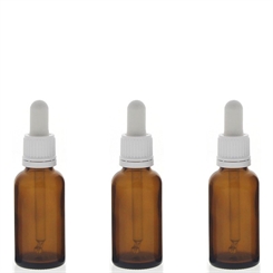 Braunglasflasche mit Pipette, 30ml leere braune Kosmetex Glasflasche, Pipettenflasche mit kompletter Pipettenmontur. 3x 30ml