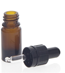 Kosmetex Braunglasflasche mit Pipette, leere braune 5ml-Glasflasche, Pipettenflasche nur 7 cm hoch 