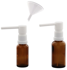 Braunglas Rachen-Spray 20 u. 30ml Flasche mit kleinem Trichter Kosmetex Mund-Spray Sprühflasche Sprüher 