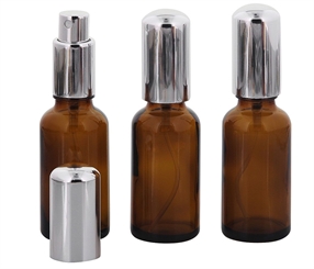 Braunglas Zerstäuberflasche, Sprühflakon, m. Pumpzerstäuber Kosmetex Parfümflakon, leer, 30 ml 3× 30 ml Braunglas