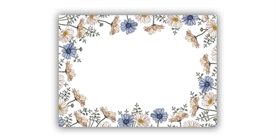 50x Blaue Sommerblume Etikett 5.2 x 7.4 cm Kosmetex Aufkleber für Flaschen, Dosen, Beschriftung für Kosmetik, Parfüm, Aroma, Öl 