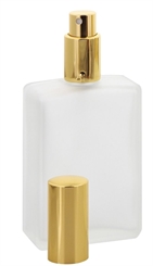 Kosmetex matt Glas-Flakon 100 ml, klassisch rechteckig, Parfümzerstäuber mit Gold farbenem Zerstäuber Gold