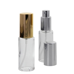 Runder Klarglas Kosmetex 20ml Flakon mit silber. und gold. Zerstäuber, 