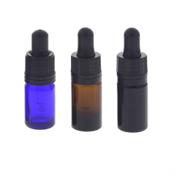 Kosmetex Glasflasche mit Pipette, leere blaue, braune, violett Glasflasche, Pipettenflasche mit kompletter Pipettenmontur. 