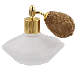 Flakon Matt-Glas mit gold..BallPumpe, 50ml, Kosmetex Parfum. Gesichtswasser, Parfüm-zerstäuber, leer 