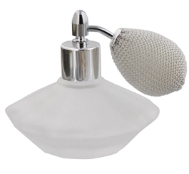 Flakon Matt-Glas m. silb..BallPumpe, 50ml, Kosmetex Parfum. Gesichtswasser, Parfümzerstäuber, leer 