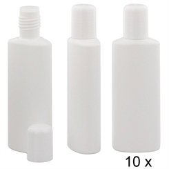 Kunststoff-Flasche, oval, m. Spritz-Einsatz, Spritzverschluss, weiß, leer, Kosmetex Flasche, 100 ml 10× 100 ml