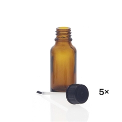 Braune Pinselflaschen 20ml, Kosmetex lichtschützende Braunglas Flaschen mit Pinsel 5× 20 ml