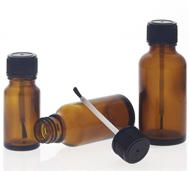 Braune Glas Pinselflaschen, Kosmetex lichtschützende Braunglas Flasche mit Pinsel 3er Set