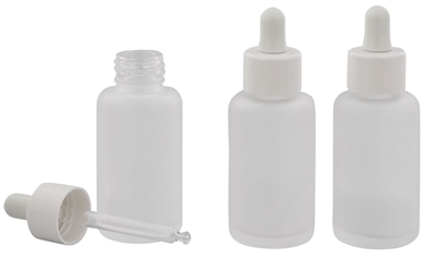 Mattglasflasche m. Pipette, Pipettenflasche m. Pipettenmontur Kosmetex Glasflasche, leer, 50 ml 3× 50 ml Mattglas