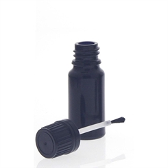 Pinselflasche aus stark lichtschützenden Violettglas. Glas-Flasche Lichtschutzglas mit Pinsel, Kosmetex 