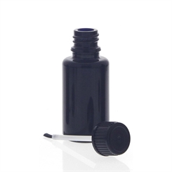 Pinselflasche aus stark lichtschützenden Violettglas. Glas-Flasche Lichtschutzglas mit Pinsel, Kosmetex 