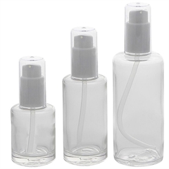Runde Kosmetex Glas Flakon mit Pumper, Gelspender, Pumpflasche, Gel Lotion Spender 