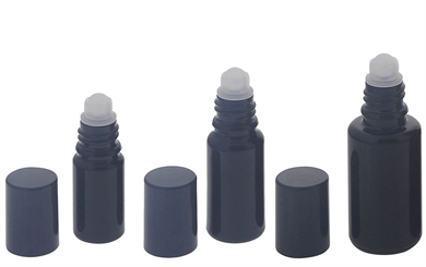 Violettglas Deostick 5ml, 10ml, 20 ml leere Violett Flasche, Deo-Roller Roll-on Kappe, zum Selbst befüllen, Kosmetex 