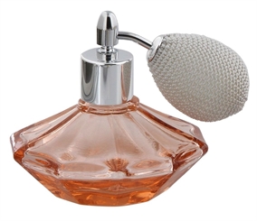 Flakon aus Rosa Glas mit silb.Ballpumpe 50ml, Kosmetex Parfum.Gesichtswasser, Raumduft, leer 