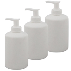 Leerer Seifenspender 300ml weiße Flasche mit Pumper, Kosmetex Pump-Flasche, HDPE 3x 300ml