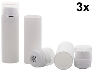 Leerer Kosmetex Airless Pumpspender 50ml, Silberstreifen Cremespender, Lotion und Gelspender zum selbst Befüllen 3 x 50 ml