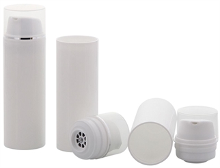 Leerer Kosmetex Airless Pumpspender 50ml, Silberstreifen Cremespender, Lotion und Gelspender zum selbst Befüllen 