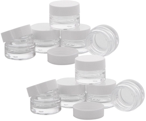 Klarglastiegel m. Kunststoff-Deckel, 3 ml Leerer Tiegel, Kosmetex Glasdose 10× weiß