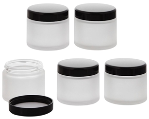 Matt-Glas Tiegel 100 ml m. Deckel, Leere Kosmetex Glas Creme-Dose, Kosmetik-Dose 5× 100 ml Mattglas