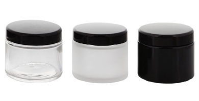 Glas-Tiegel 100 ml, schwarzer Deckel, Leere Kosmetex Glas Creme-Dose, Kosmetik-Dose 