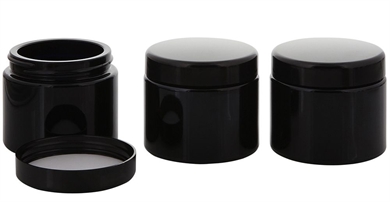 Violett-Glas Tiegel 100 ml m. Deckel, Leere Kosmetex Mironglas Creme-Dose, Kosmetik-Dose 3× 100 ml Violettglas