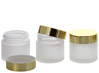 Matt Glas-Tiegel 30 ml mit Gold Deckel, Leere Kosmetex Glas Creme-Dose, Kosmetik-Dose aus Mattglas 3× 30 ml Mattglas mit Gold Deckel