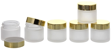 Matt Glas-Tiegel 30 ml mit Gold Deckel, Leere Kosmetex Glas Creme-Dose, Kosmetik-Dose aus Mattglas 6× 30 ml Mattglas Gold Deckel