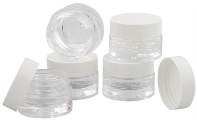 Klarglastiegel m. Kunststoff-Deckel, 15 ml Leerer Tiegel, Kosmetex Glasdose 5× weiß
