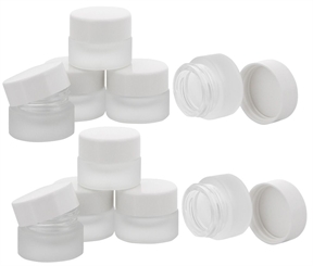 Matt Glastiegel 15ml m. weißen Kunststoff-Deckel, Leerer Tiegel, Kosmetex Glasdose 10× weiß