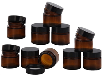 Braunglastiegel m. Kunststoff-Deckel, 30 ml Leerer Tiegel, Kosmetex Glasdose 10× schwarz