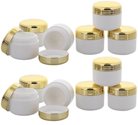 Cremedose, Kunststoff-Tiegel, m. gold Deckel, Kosmetikdose, 5 ml Kosmetex Dose, leer 12× 5 ml