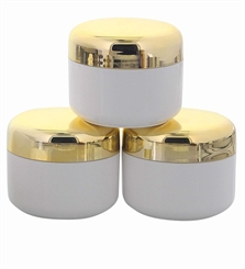 Cremedose, Kunststoff-Tiegel, m. gold Deckel, Kosmetikdose, 50 ml Kosmetex Dose, m. Schaumeinlage, leer 6× 50ml