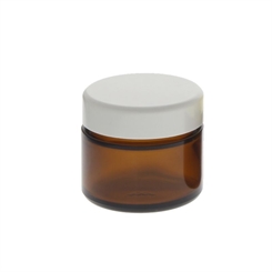 Braun Glas-Tiegel 50ml mit Deckel Weiß, Leere Kosmetex Creme Glas-Dose, Kosmetik-Dose aus Braunglas 