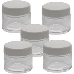 KlarGlas-Tiegel 50ml mit Deckel Weiß, Leere Kosmetex Glas Creme-Dose, Kosmetik-Dose aus Klarglas Klar - Weiß | 5 Stück