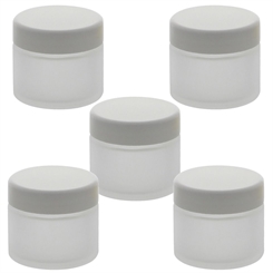 Matt Glas-Tiegel 50ml mit Deckel Weiß, Leere Kosmetex Glas Creme-Dose, Kosmetik-Dose aus Mattglas 