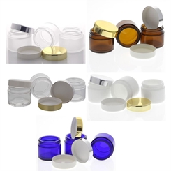 Glas-Tiegel 50ml mit Deckel, Leere Glas-Dose, Kosmetex Kosmetik-Dose, Salbentiegel, Cremedose 