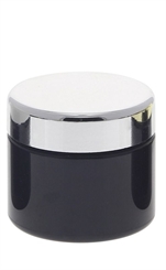 Violett Glas-Tiegel 50ml mit Deckel Silber, Leere Kosmetex Creme Glas-Dose, Kosmetik-Dose aus Violettglas 