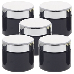 Violett Glas-Tiegel 50ml mit Deckel Silber, Leere Kosmetex Glas Creme-Dose, Kosmetik-Dose aus Violettglas 