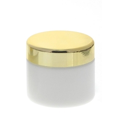 Weiß Glas-Tiegel 50ml mit Deckel Gold, Leere Kosmetex Creme-Dose, Kosmetik-Dose aus Weißglas 